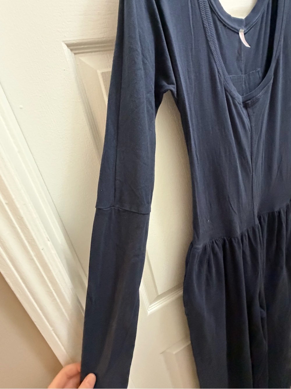 Free People FP Movement Hot Shot Wide Leg Long Sleeve Onesie Jumpsuit navy - Picture 9 of 13